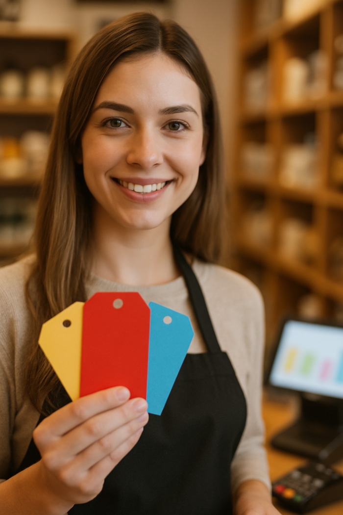 Merchant Holding Sales Tags